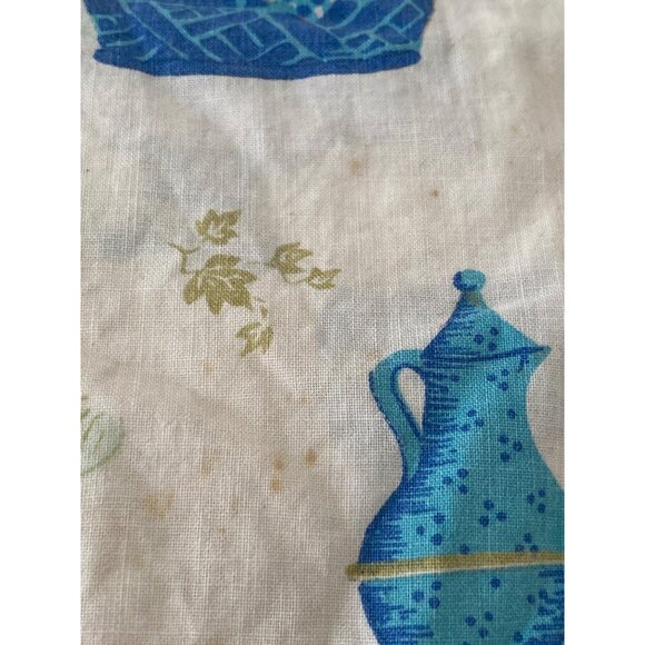 VTG Curtain 2 Panel Kitchen Retro Vegetables Basket Oil Vinegar Fabric Remnant - Picture 8 of 8